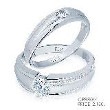                 แหวนผู้หญิง แหวนคู่รักเนื้อเงินแท้ เคลือบทองคำขาวประดับเพชร CZ