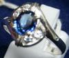 ราคาแฟชั่น เครื่องประดับ #77 Blue Sapphire with Swiss Dimond in Silver ring